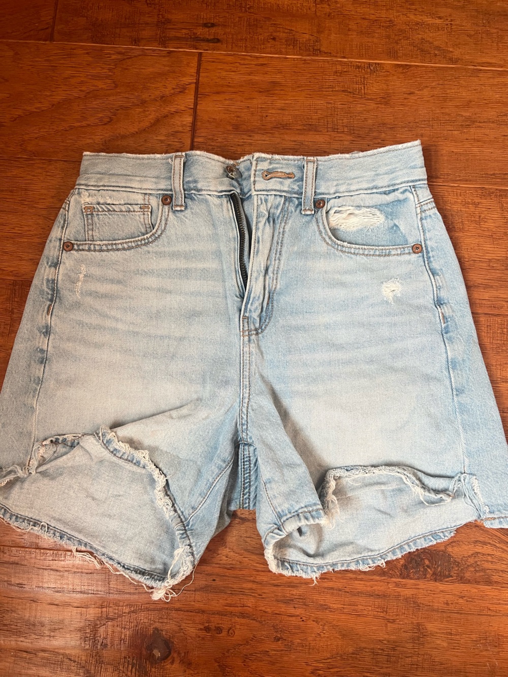 American Eagle Outfitters Light Blue Distressed Denim Shorts